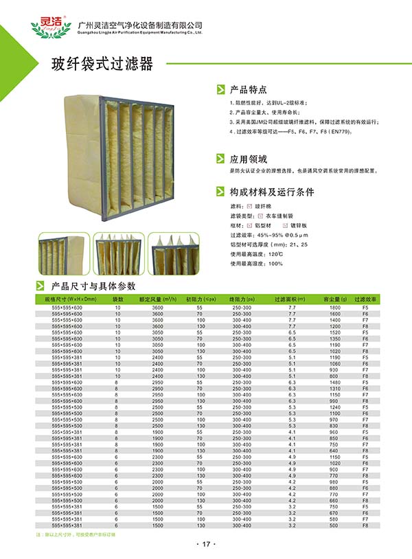 玻纖袋式過濾器說明及應(yīng)用