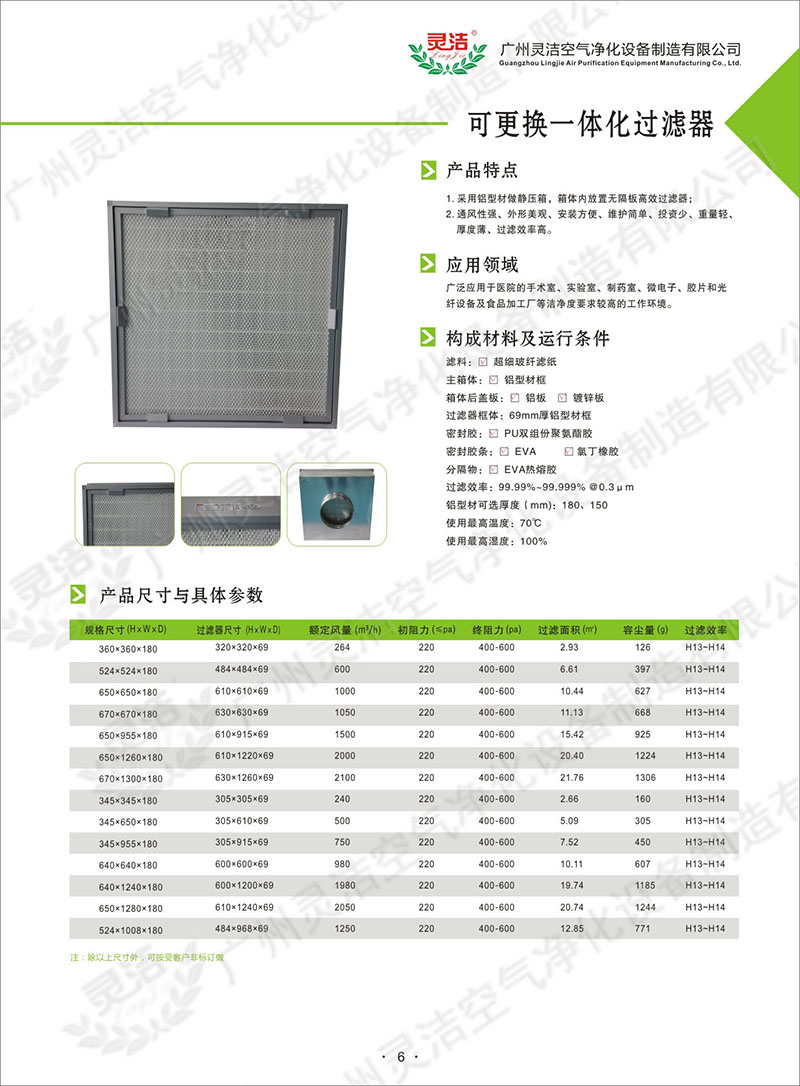 可更換一體化高效過(guò)濾器 可更換一體化高效過(guò)濾器