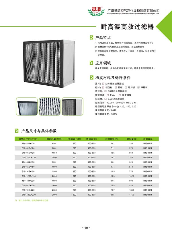 耐高濕高效過濾器 耐高濕高效過濾器